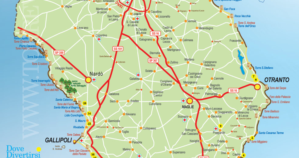“Vacanze nel Salento?……Noi siamo aperti per le tue FERIE!!!!!!! Cartina Del Salento